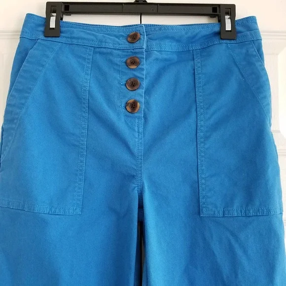 Boden Womens Beaufort Button Fly Pants Cropped Blue Size 4R - Picture 2 of 6